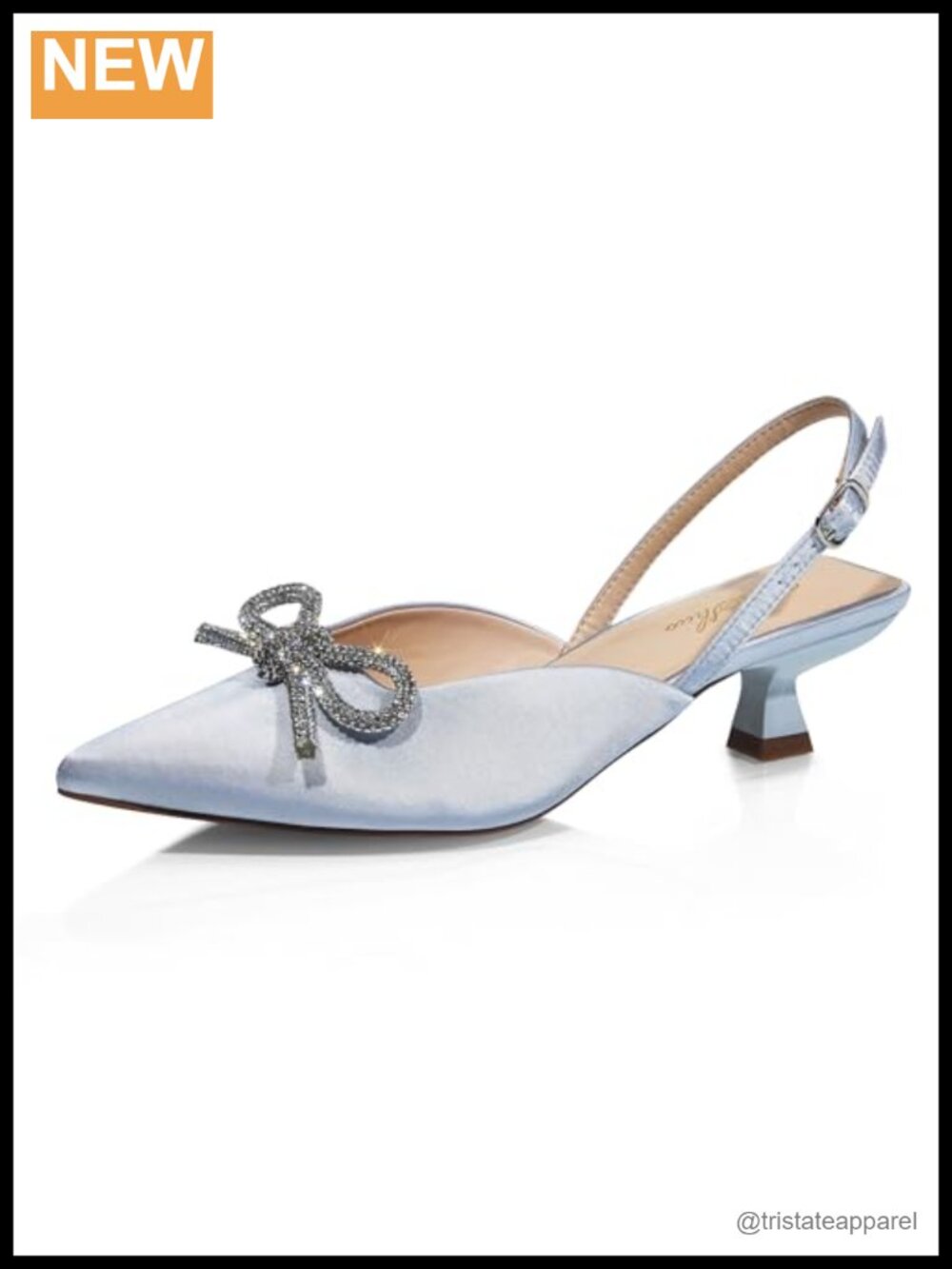 GENSHUO Kitten Heels Closed Pointed Toe Slingback Bow Dressy Pumps